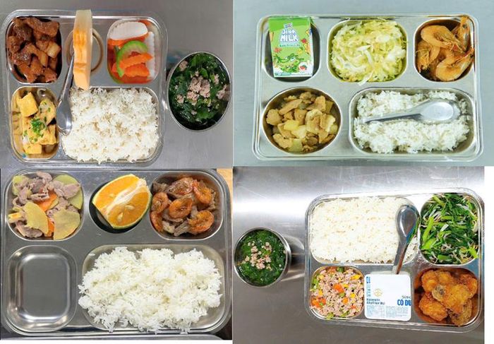  Suất ăn bán trú của học sinh trường Tiểu học Ứng Hòa A được thay đổi theo thực đơn hàng ngày.