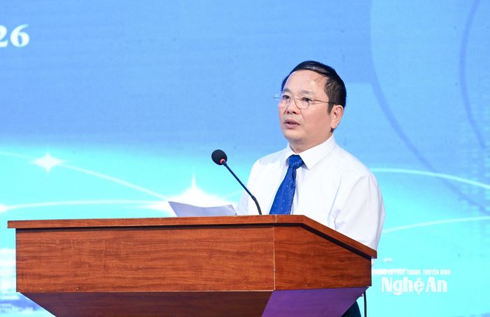 Đồng chí Võ Trọng Phú - Phó Giám đốc Sở KH&CN phát biểu tại hội thảo. Ảnh: Thành Cường