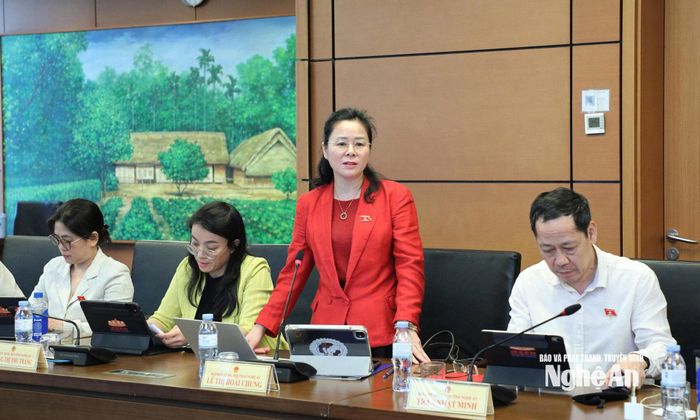 Đại biểu Lê Thị Hoài Chung - Giám đốc Sở Y tế phát biểu thảo luận. Ảnh: Khánh Duy