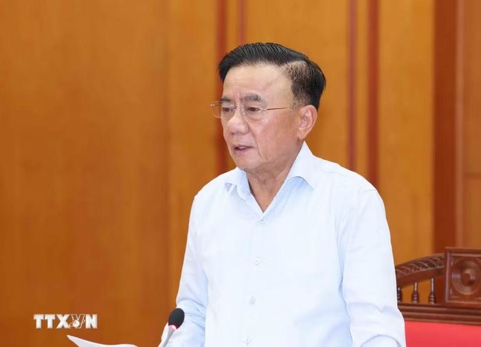 Đồng chí Trần Cẩm Tú, Ủy viên Bộ Chính trị, Thường trực Ban Bí thư, Trưởng Ban Chỉ đạo Trung ương phát biểu kết luận phiên họp. (Ảnh: Phương Hoa/TTXVN)
