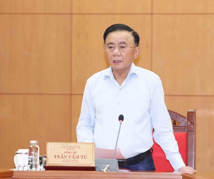 Đồng chí Trần Cẩm Tú, Ủy viên Bộ Chính trị, Thường trực Ban Bí thư, Trưởng Ban Chỉ đạo Trung ương phát biểu kết luận phiên họp. (Ảnh: Phương Hoa/TTXVN)