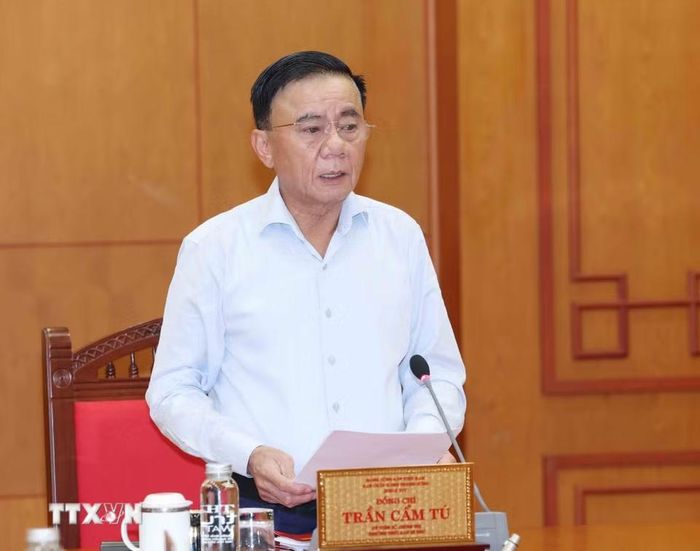 Đồng chí Trần Cẩm Tú, Ủy viên Bộ Chính trị, Thường trực Ban Bí thư, Trưởng Ban Chỉ đạo Trung ương phát biểu kết luận phiên họp. (Ảnh: Phương Hoa/TTXVN)