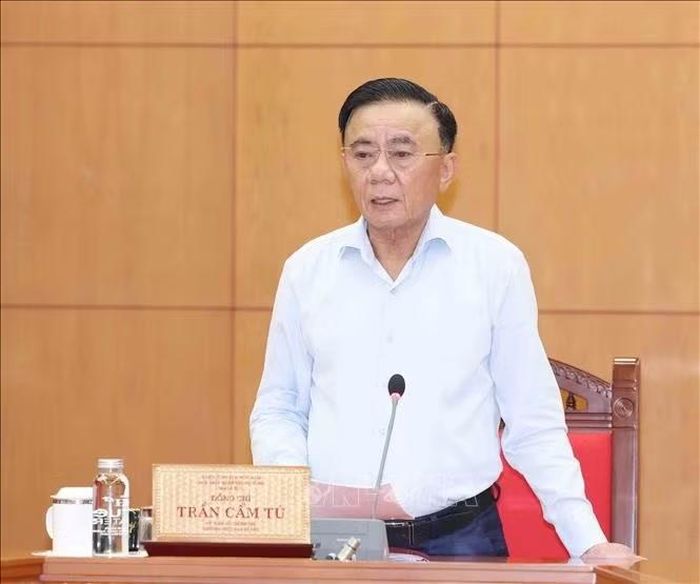 Đồng chí Trần Cẩm Tú, Uỷ viên Bộ Chính trị, Thường trực Ban Bí thư, Trưởng Ban Chỉ đạo Trung ương phát biểu kết luận phiên họp. Ảnh: Phương Hoa/TTXVN