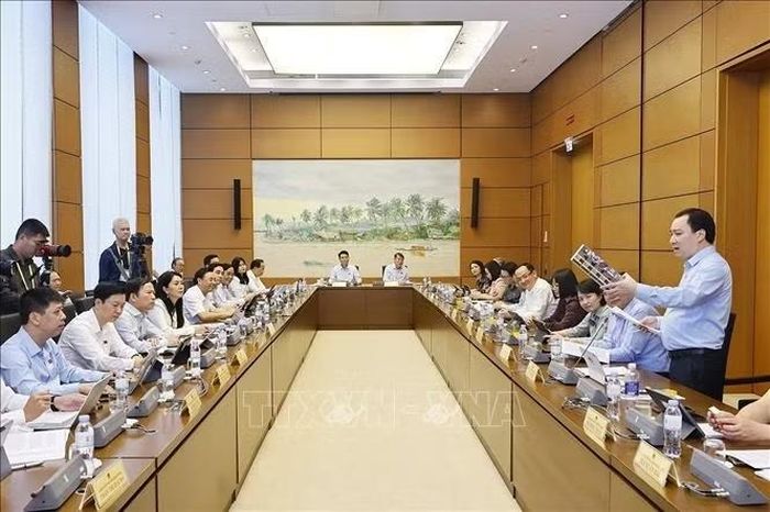 Đoàn đại biểu Quốc hội các tỉnh Hà Tĩnh, Lạng Sơn và thành phố Hải Phòng thảo luận ở tổ. Ảnh: Doãn Tấn/TTXVN