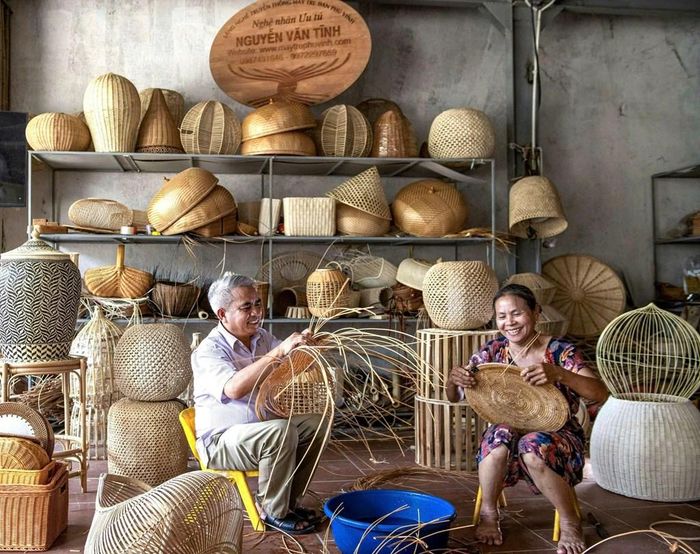 Làng nghề Mây tre đan Phú Vinh. Ảnh: Bích Hồng/Bnews/vnanet.vn