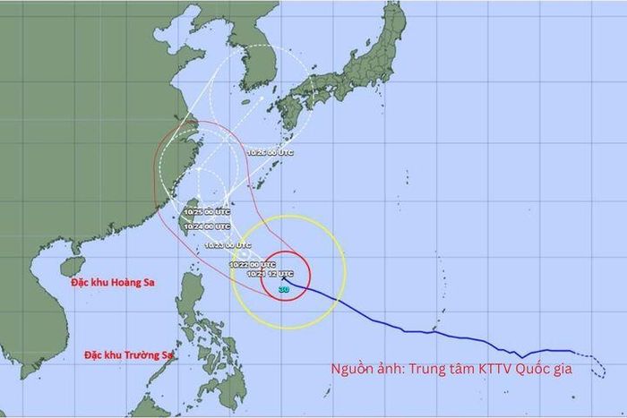 Dự báo của cơ quan khí tượng Nhật Bản về đường đi siêu bão Champi.