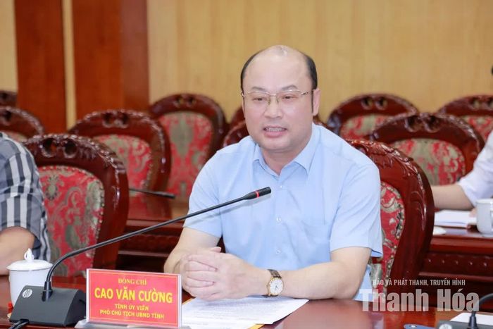 Phó Chủ tịch UBND tỉnh Cao Văn Cường phát biểu tại buổi làm việc.