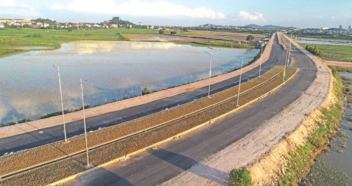 Tuyến đường dẫn lên cầu Hà Bắc 1 nối với đường Vành đai 4 thuộc địa phận phường Vân Hà.