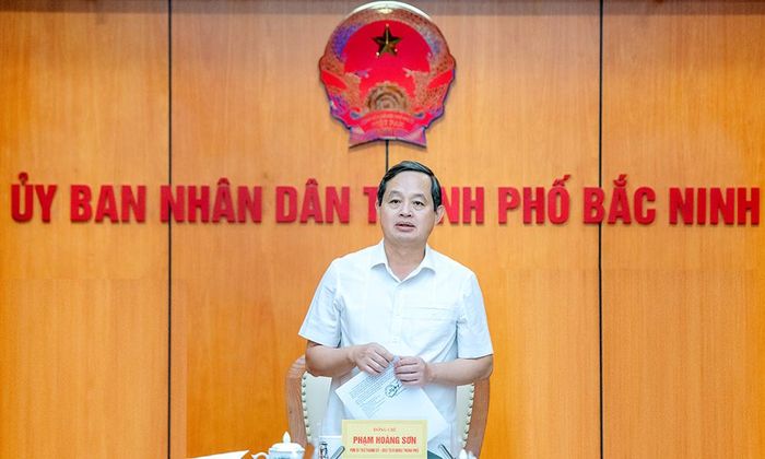 Đồng chí Phạm Hoàng Sơn phát biểu tại buổi làm việc.