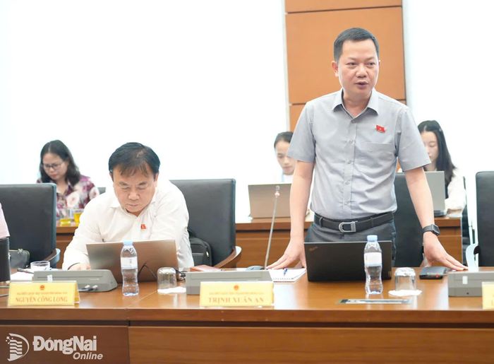 Đại biểu Trịnh Xuân An (Đoàn Đại biểu Quốc hội thành phố Đồng Nai) phát biểu tại phiên thảo luận tổ ngày 21-10. Ảnh: CTV