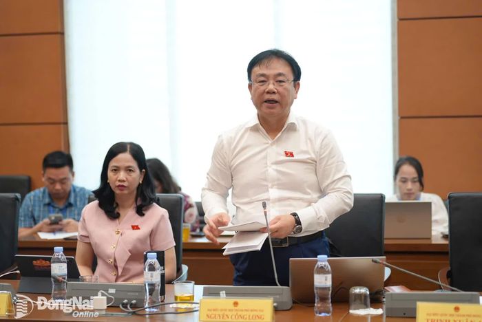 Đại biểu Nguyễn Công Long (Đoàn Đại biểu Quốc hội thành phố Đồng Nai) phát biểu tại phiên thảo luận tổ ngày 21-10. Ảnh: CTV