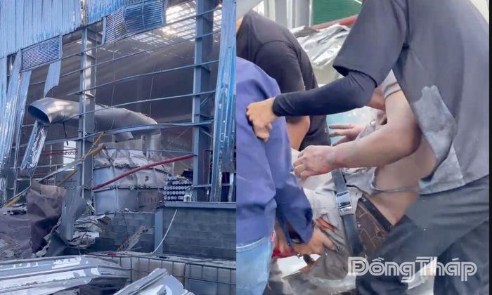 Hiện trường vụ việc và nạn nhân được đưa đi cấp cứu.