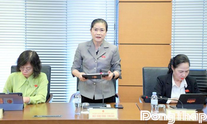 Đại biểu Đỗ Thị Thu Thảo phát biểu thảo luận.