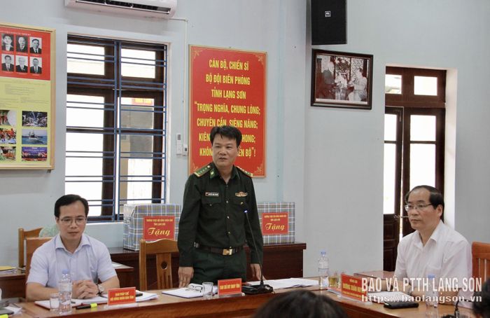 Lãnh đạo Ban Chỉ huy Bộ đội Biên phòng tỉnh phát biểu tại buổi làm việc