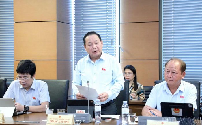 Đại biểu Tráng A Dương tham gia thảo luận tại tổ.