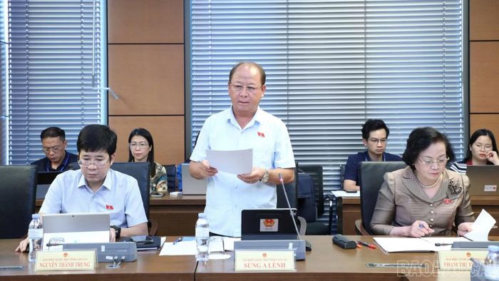 Đại biểu Quốc hội tỉnh Lào Cai Sùng A Lềnh thảo luận tại tổ.