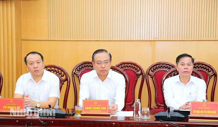 Đồng chí Đặng Thanh Sơn, Ủy viên Ban Thường vụ Tỉnh ủy, Phó Chủ tịch UBND tỉnh phát biểu tại buổi làm việc.