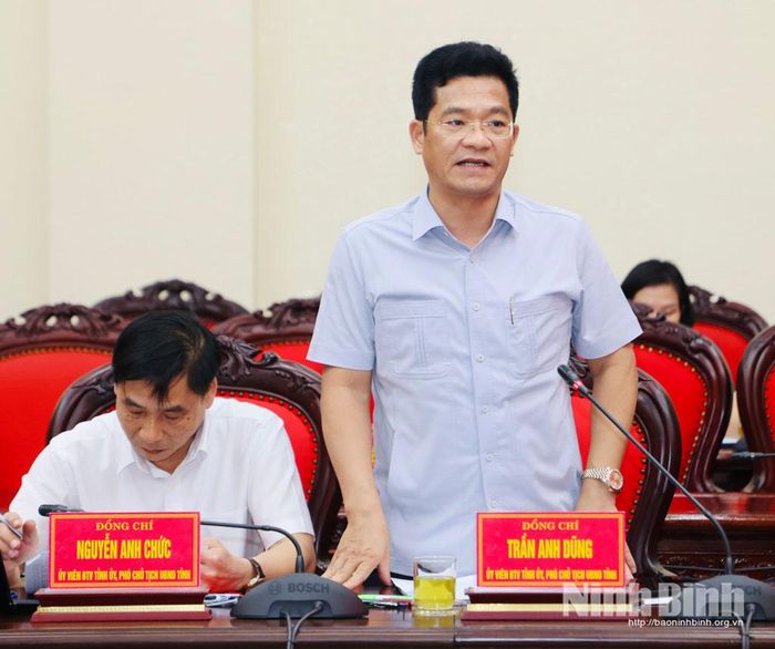 Đồng chí Trần Anh Dũng, Ủy viên Ban Thường vụ Tỉnh ủy, Phó Chủ tịch UBND tỉnh phát biểu tại hội nghị.