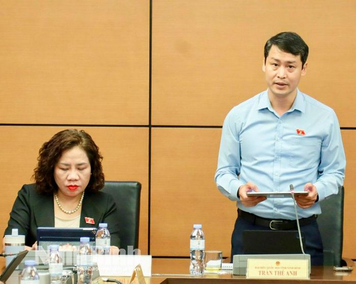 Đại biểu Trần Thế Anh, Bí thư Đảng ủy, Chủ tịch HĐND xã Hải Hậu, tỉnh Ninh Bình phát biểu thảo luận.