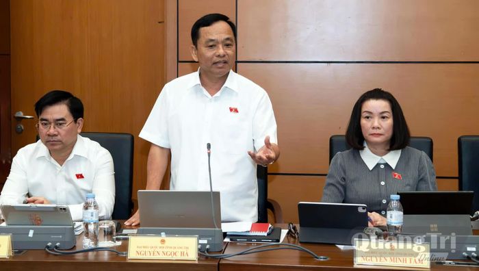 Đồng chí Nguyễn Ngọc Hà, Thiếu tướng, Phó Chủ nhiệm Ủy ban Quốc phòng, An ninh và Đối ngoại thảo luận tại tổ - Ảnh: C.T.V