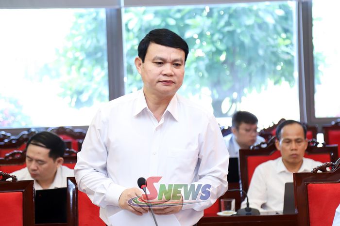 Đồng chí Phó Chủ tịch UBND tỉnh phát biểu tại cuộc làm việc.