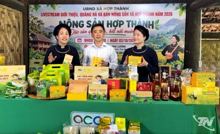 HTX nông sản Phú Lương tham gia chương trình livestream giới thiệu, quảng bá và bán nông sản xã Hợp Thành năm 2026.
