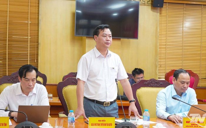 Đại diện Báo và Phát thanh, Truyền hình Thái Nguyên phát biểu tại Hội nghị.