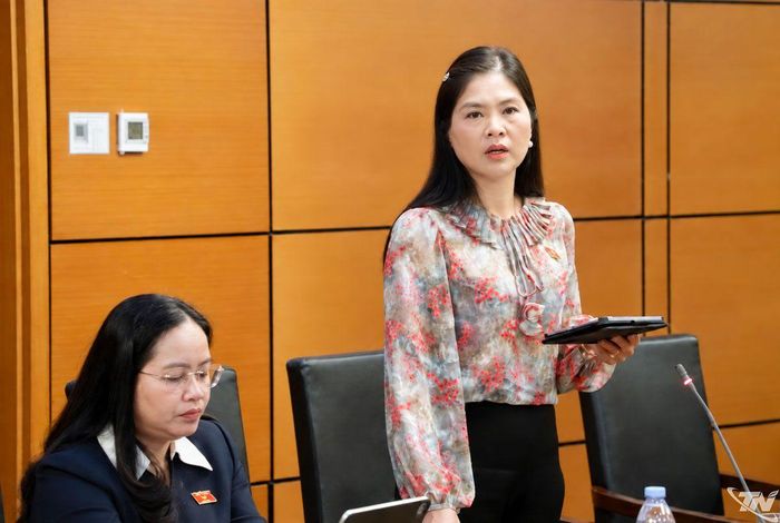 Đại biểu Phạm Thị Thu Thủy (Đoàn ĐBQH tỉnh Thái Nguyên) phát biểu.
