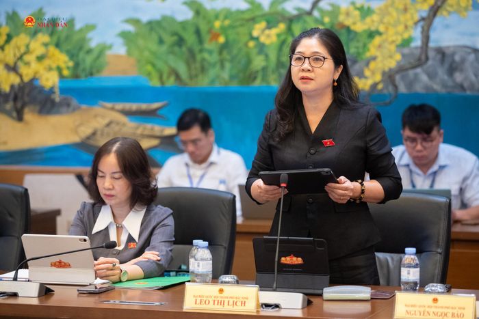 ĐBQH Leo Thị Lịch (TP. Bắc Ninh) phát biểu. Ảnh: Phạm Thắng