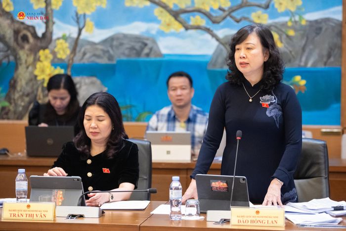 Bộ trưởng Bộ Y tế, ĐBQH Đào Hồng Lan (TP. Bắc Ninh) phát biểu. Ảnh: Phạm Thắng