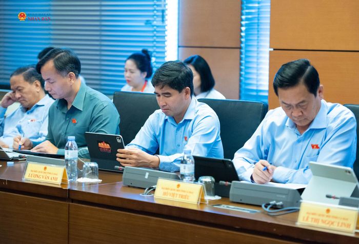 Đoàn ĐBQH tỉnh Cà Mau tham dự phiên thảo luận. Ảnh: Xuân Quý