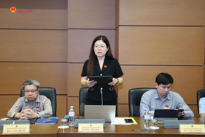 ĐBQH Lương Thị Hoa (Thanh Hóa) phát biểu thảo luận tổ. Ảnh: An Nhiên