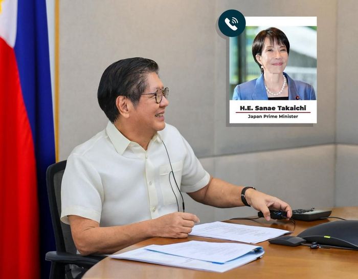 Tổng thống Philippines Ferdinand Marcos Jr điện đàm với Thủ tướng Nhật Bản Sanae Takaichi ngày 20/10. Ảnh: Facebook/@Bongbong Marcos (tài khoản Facebook của ông Marcos)