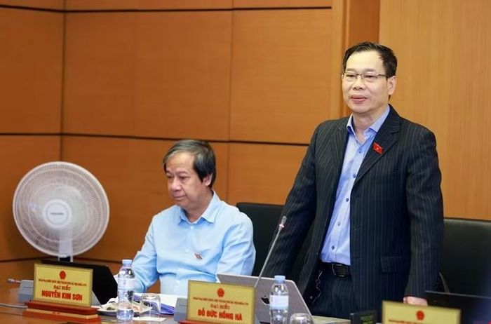 Đại biểu Đỗ Đức Hồng Hà thảo luận tại tổ.