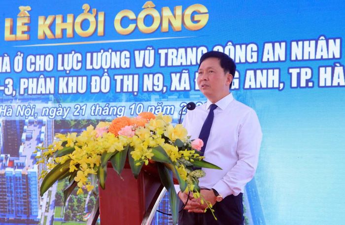  Ông Vũ Văn Hải, Tổng Giám đốc Công ty Cổ phần Đầu tư phát triển Thái Hà phát biểu tại lễ khởi công dự án. 