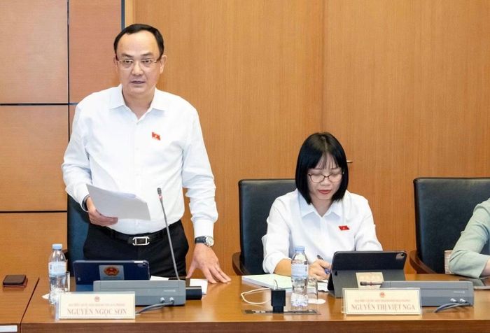 Đại biểu Nguyễn Ngọc Sơn thảo luận tại tổ.