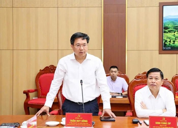 Chủ tịch UBND tỉnh Trần Duy Đông phát biểu tại hội nghị.