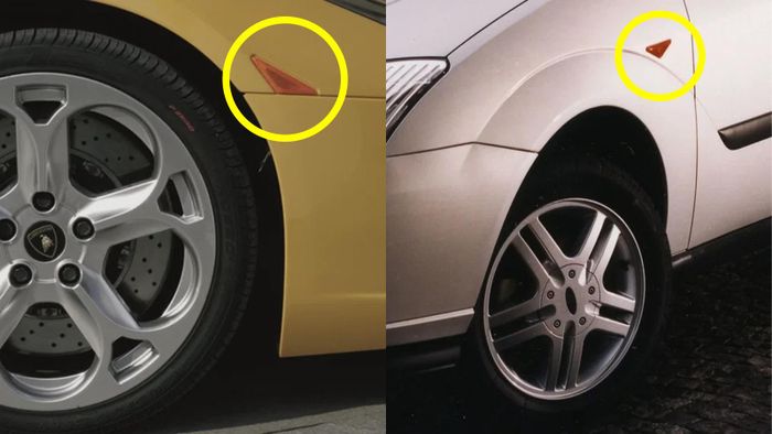 Đèn báo rẽ bên hông của Lamborghini Murcielago dùng chung với mẫu xe bình dân Ford Focus thế hệ đầu tiên.
