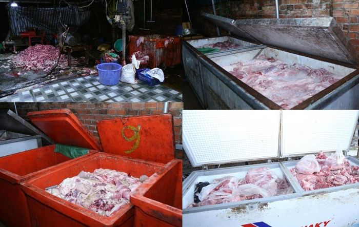 Tang vật liên quan đường dây tiêu thụ 400 tấn heo bệnh, thu lợi bất chính hơn 10 tỷ đồng. (Ảnh: Công an TP Đồng Nai)