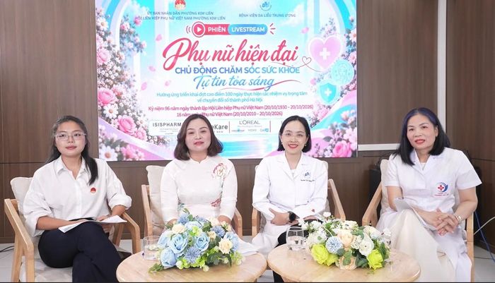 Một phiên livestream tư vấn, chăm sóc sức khỏe cho phụ nữ của phường Kim Liên. Ảnh: NB