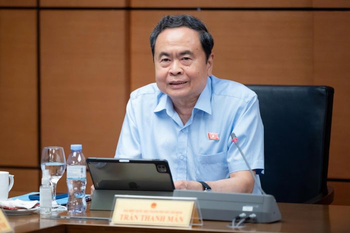 Chủ tịch Quốc hội Trần Thanh Mẫn phát biểu thảo luận, chiều 21-10. Ảnh: media.quochoi.vn