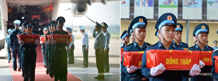Lực lượng chức năng tiếp nhận các thùng mẫu sinh phẩm tại sân bay Gia Lâm. Ảnh: Tuấn Anh