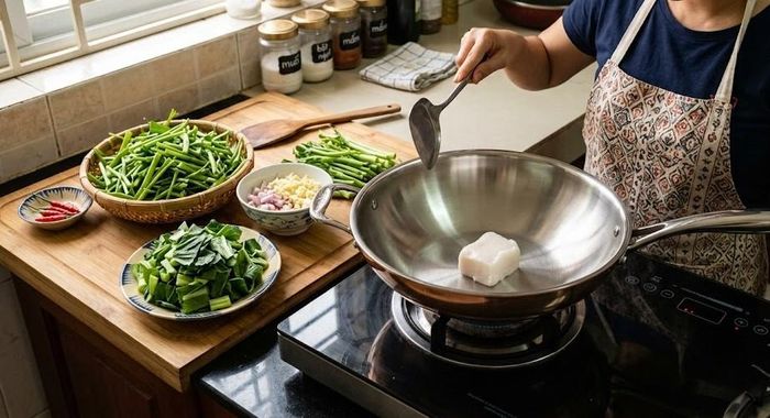 Mỡ lợn là nguồn chất béo thường được nhiều gia đình sử dụng trong chế biến món ăn. Ảnh minh họa AI.
