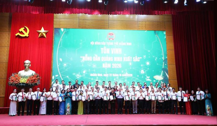 63 nông dân tiêu biểu đạt danh hiệu nông dân Quảng Ninh xuất sắc năm 2026. Ảnh: Ngọc Anh.