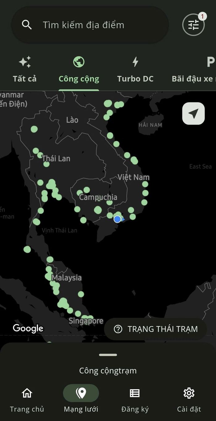 Hiện trạng mạng lưới trạm sạc Charge+ tại Việt Nam và Đông Nam Á.
