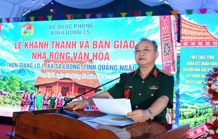 Thiếu tướng Hoàng Văn Sỹ, Tư lệnh Binh đoàn 15 phát biểu tại Lễ khánh thành