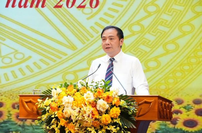 Phó Chủ tịch Ủy ban nhân dân thành phố Bắc Ninh Đào Thanh Trường phát biểu tại hội nghị. Ảnh: Đồng Thúy - TTXVN