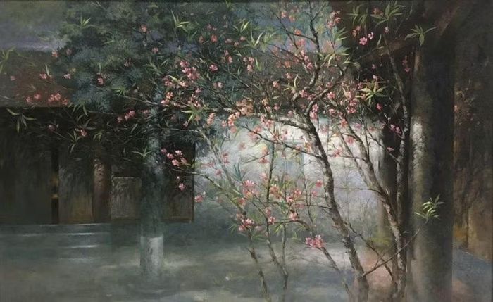 "Chiều xuân", tranh sơn dầu của Nông Tiến Dũng. (Ảnh: NVCC)