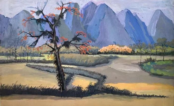 "Thu về" của Nông Thị Thu Trang, chất liệu: màu Gouache trên giấy Duplex. (Ảnh: NVCC)