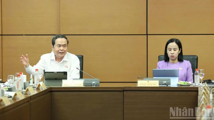 Chủ tịch Quốc hội Trần Thanh Mẫn phát biểu tại Tổ. (Ảnh: DUY LINH)